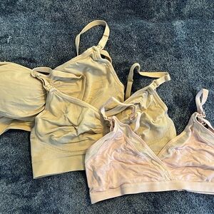 A Pea in the Pod Beige and Pink Nursing Bras